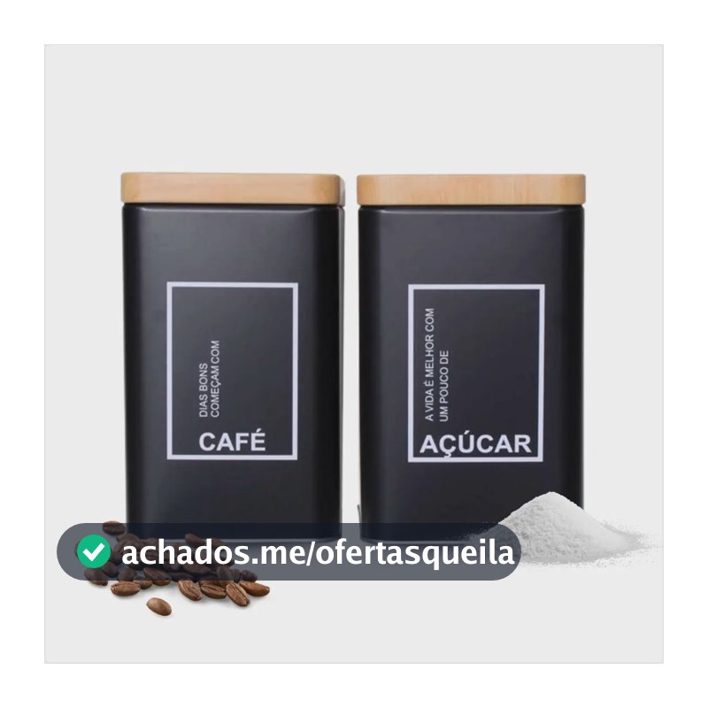 Kit 2 Latas Em Metal Para Mantimentos Cafe E Acucar