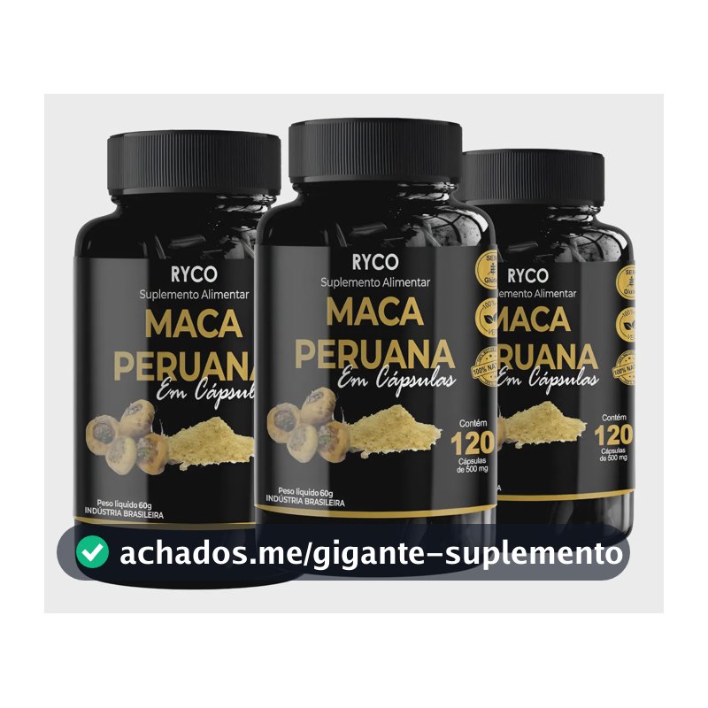 3x Maca Peruana 120 Cápsulas Original- Envio Já Sem Sabor Sem Sabor