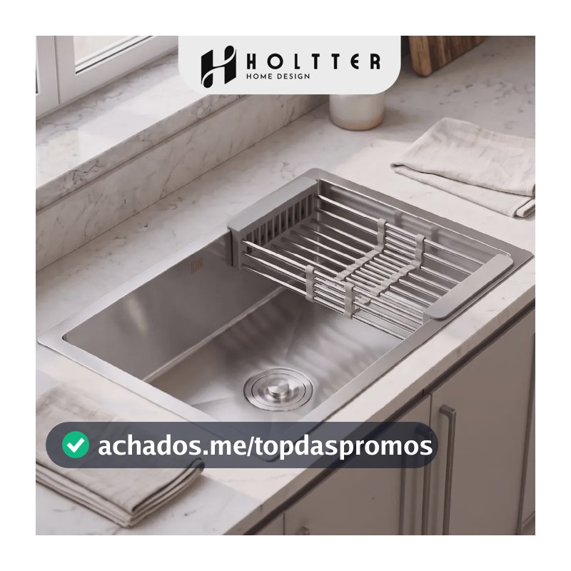Cuba Gourmet Cozinha 60x45cm Aço Inox Escovado Com Escorredor Regulável Prateado Holtter Home Design