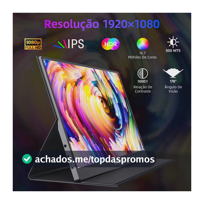 Monitor Portátil Gamer Bettdow de 15.6" Full HD IPS Antirreflexo com Capa