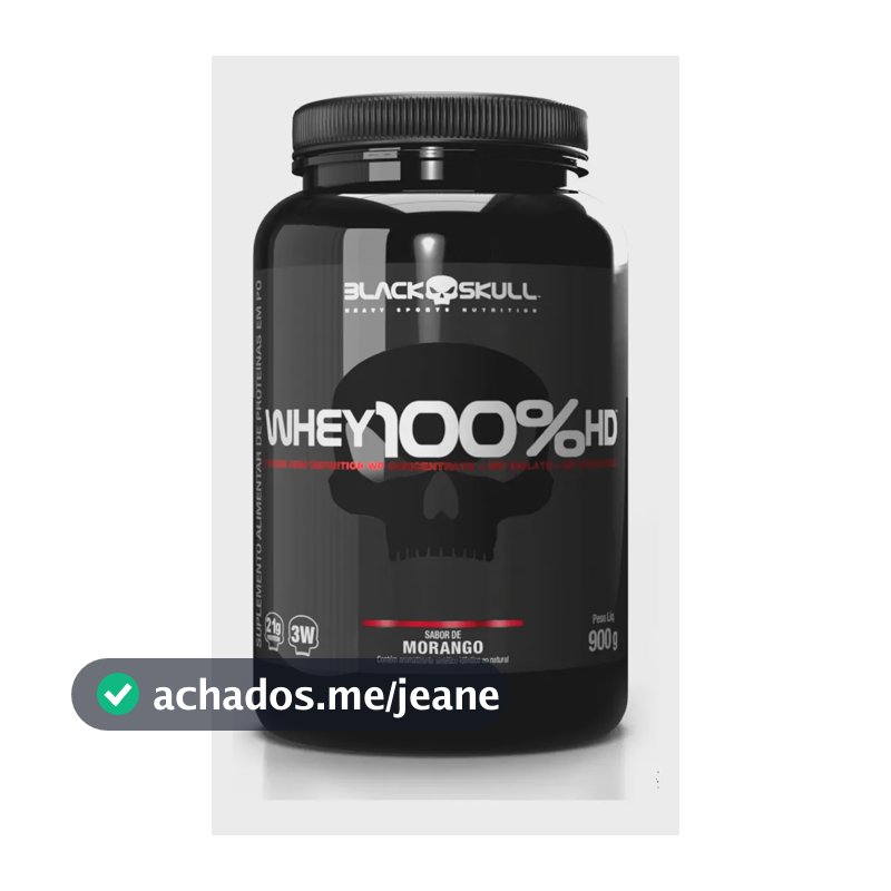 Whey 100% HD sabor Morango 900 g Suplemento em pó Black Skull