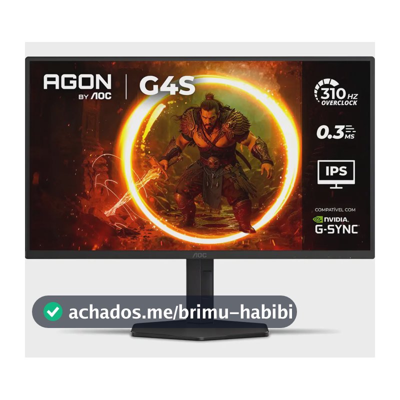 Monitor Gamer AOC AGON G4S 25" 310Hz 0.3ms HDR400 IPS Base Ajustável 25G4S/P Preto