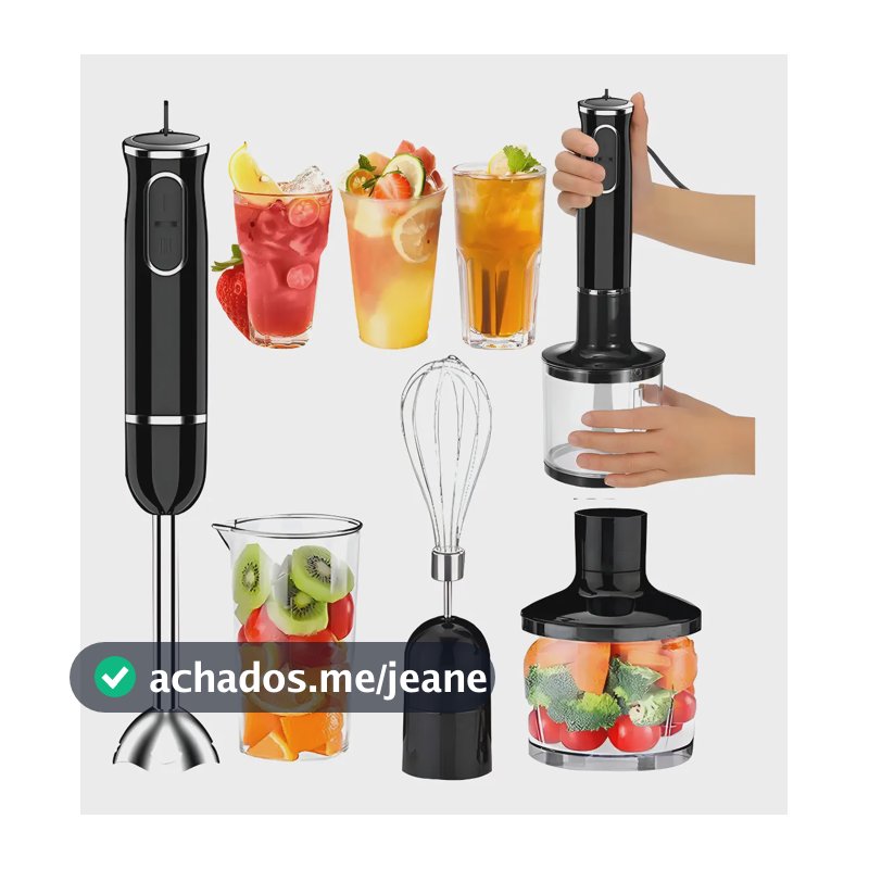 Mixer Inox 5 Em 1 Liquidificador Misturador Suco Vitamina Cor Preto