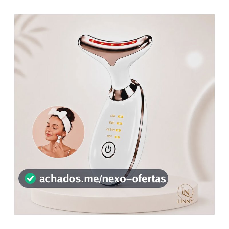 Massageador Facial Lifting Rosto E Pescoço Led Vibração Bivolt 110v 220v Fototerapia Rejuvenescer Firmeza Anti-rugas... Branco 127/220v