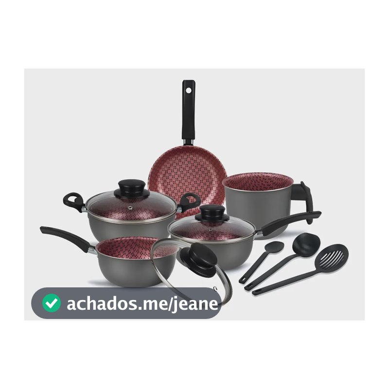 Jogo Panelas Prime Alumínio Antiaderente 8 Peças Tampa Vidro Cor Chumbo