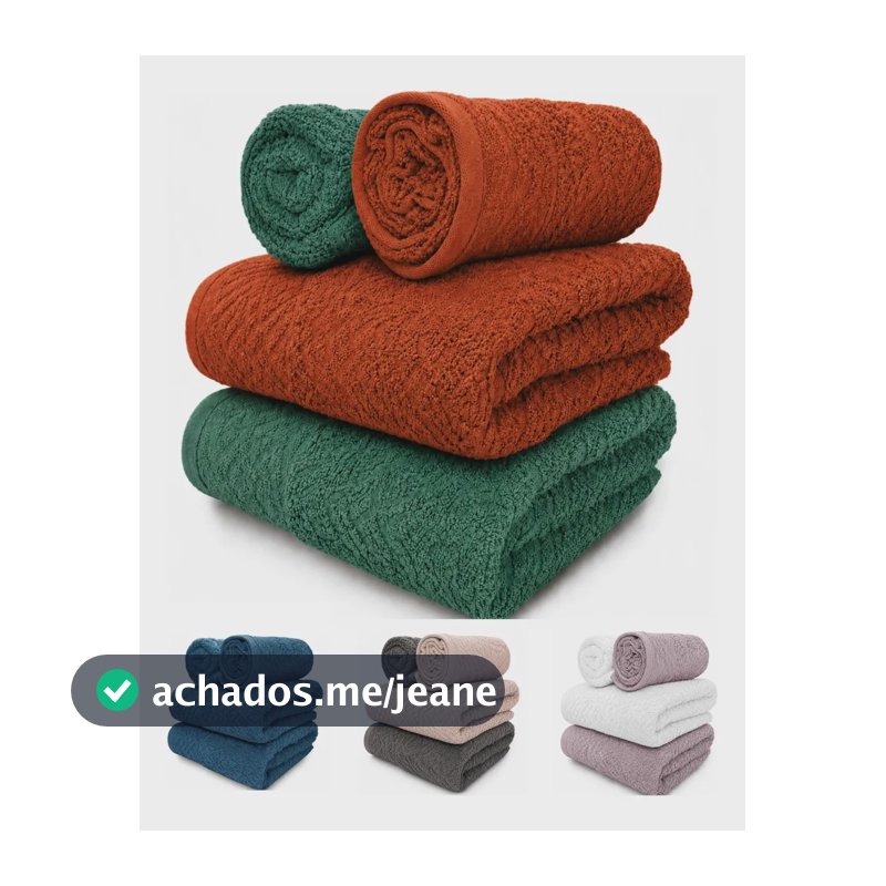 Jogo de Toalhas 4 Peças Banho e Rosto Aveludadas Felpudas Macias Jacquard Luxo 100% Algodão Toque Macio Alta Absorção Cor Verde Telha 2 Banho 70x130cm + 2 Rosto 50x70cm Renova Enxovais Alta Qualidade