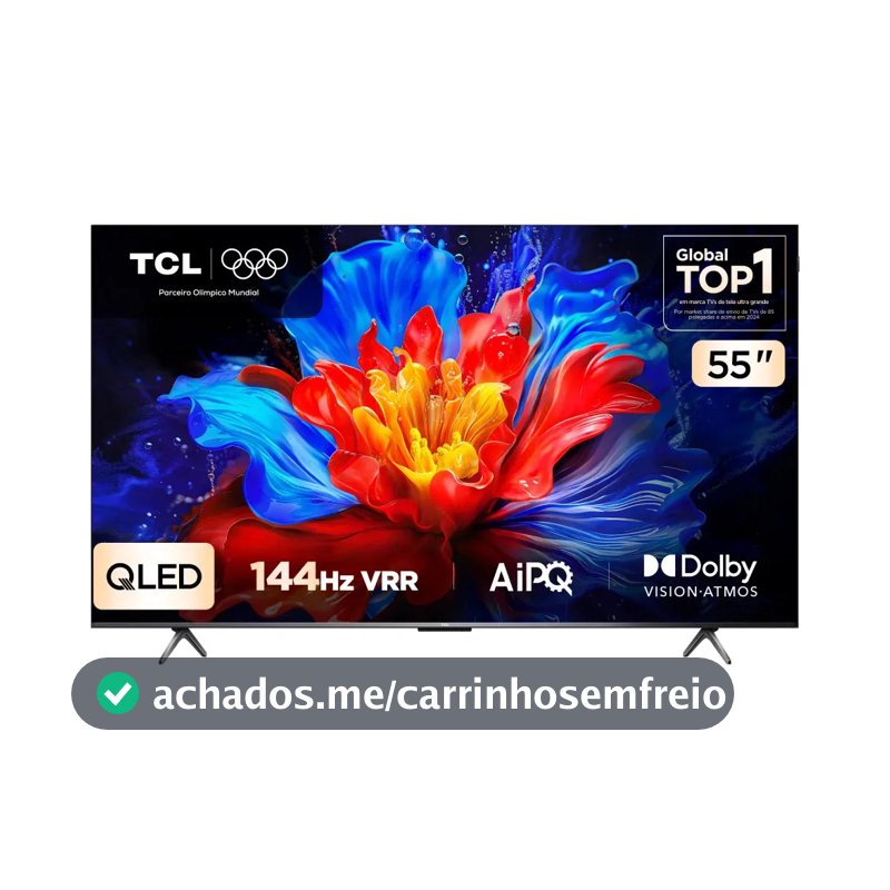 Smart TV TCL 55 Polegadas QLED 4K P8K WiFi Bluetooth Google TV 144Hz HDR10+ Dolby Atmos Vision 55P8K