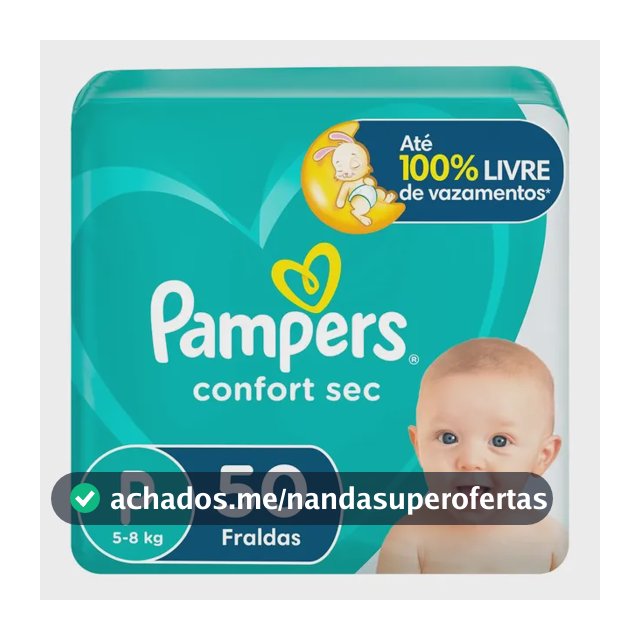 Fralda Pampers Confort Sec P 50 unidades