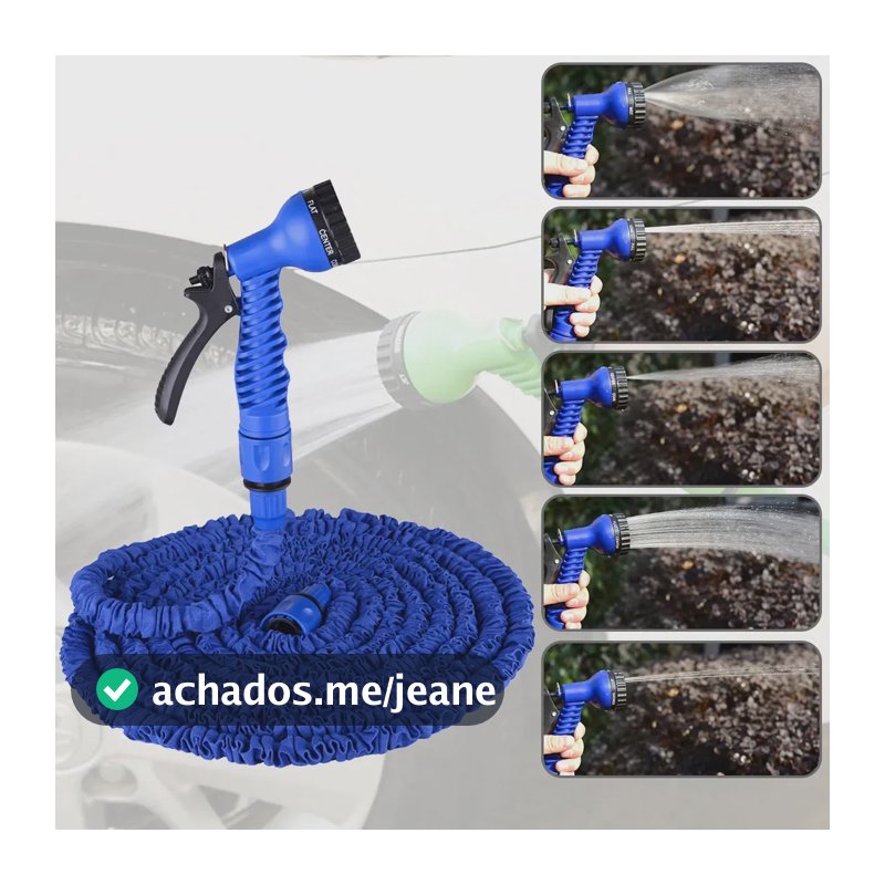 Mangueira Jardim Reforçada Magica Expansível Retratil 30m Com Pistola 7 Jato COR AZUL