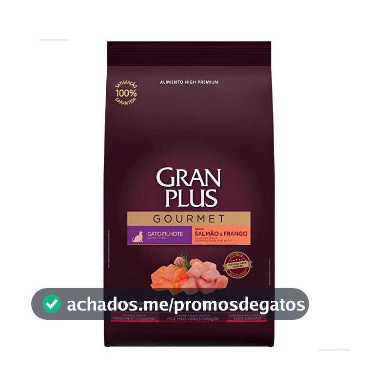 Ração Seca Filhote Gato Gran Plus Gourmet Salmão Frango 3kg 35% Proteína