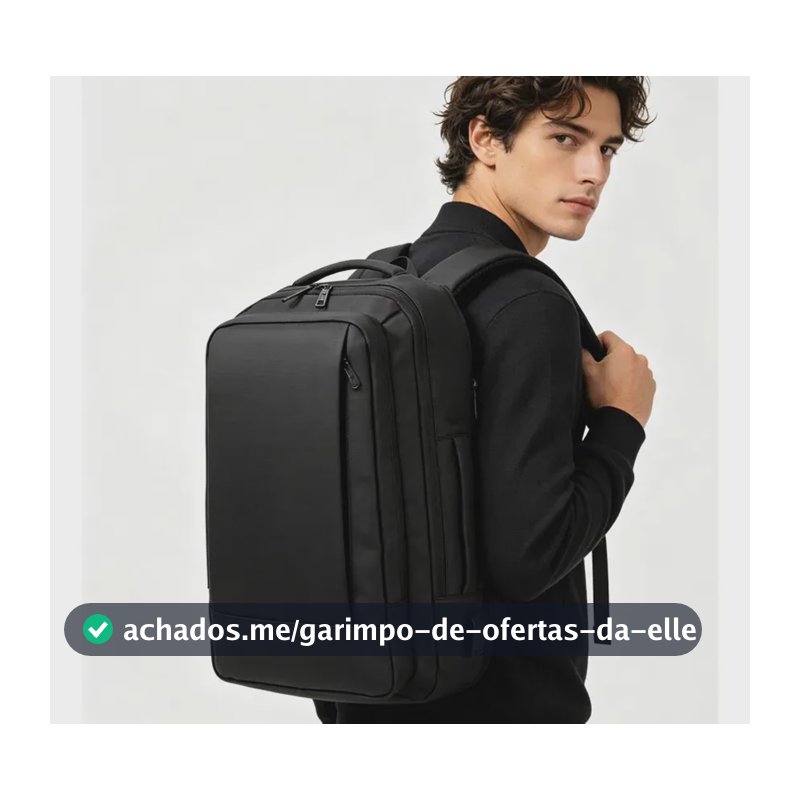 Mochila À Prova D'água Reforçada Expansível Para Viagens Diá Preto