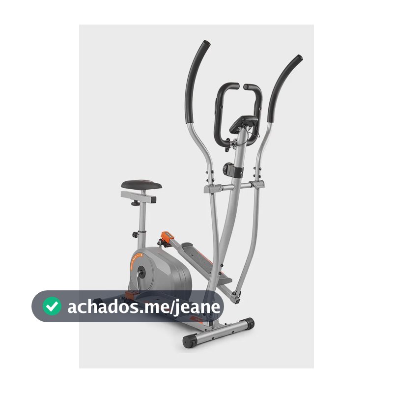Elíptico + Bicicleta Magnética 2 Em 1 Até 120kg 8 Cargas Vollo Cinza