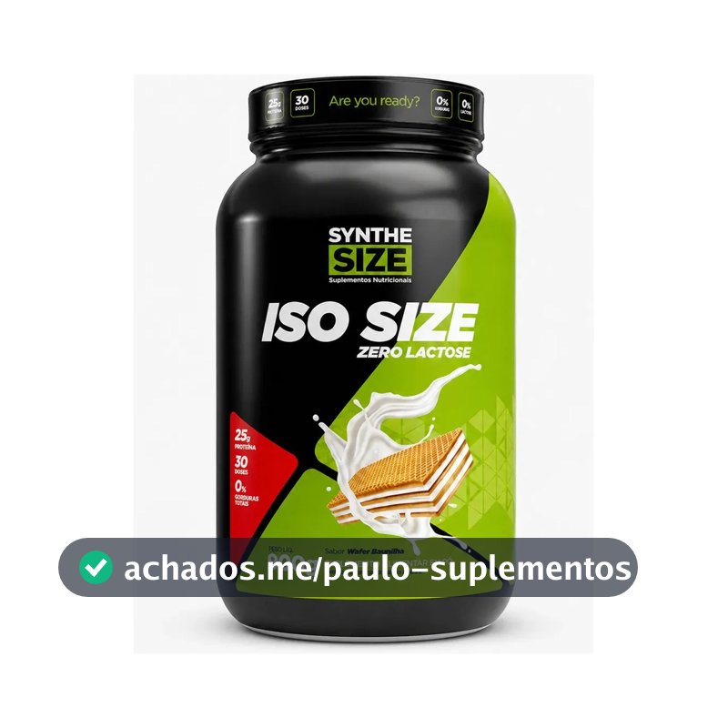 Ganho Muscular Iso Size Free Lactose 900g Whey Synthesize Sabor Baunilha