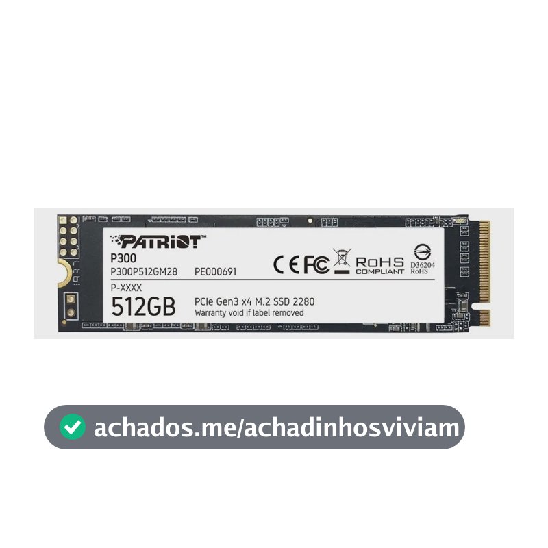 SSD Patriot 512GB M.2 NVMe PCIe Gen3x4 P300 2280 para Notebook e PC