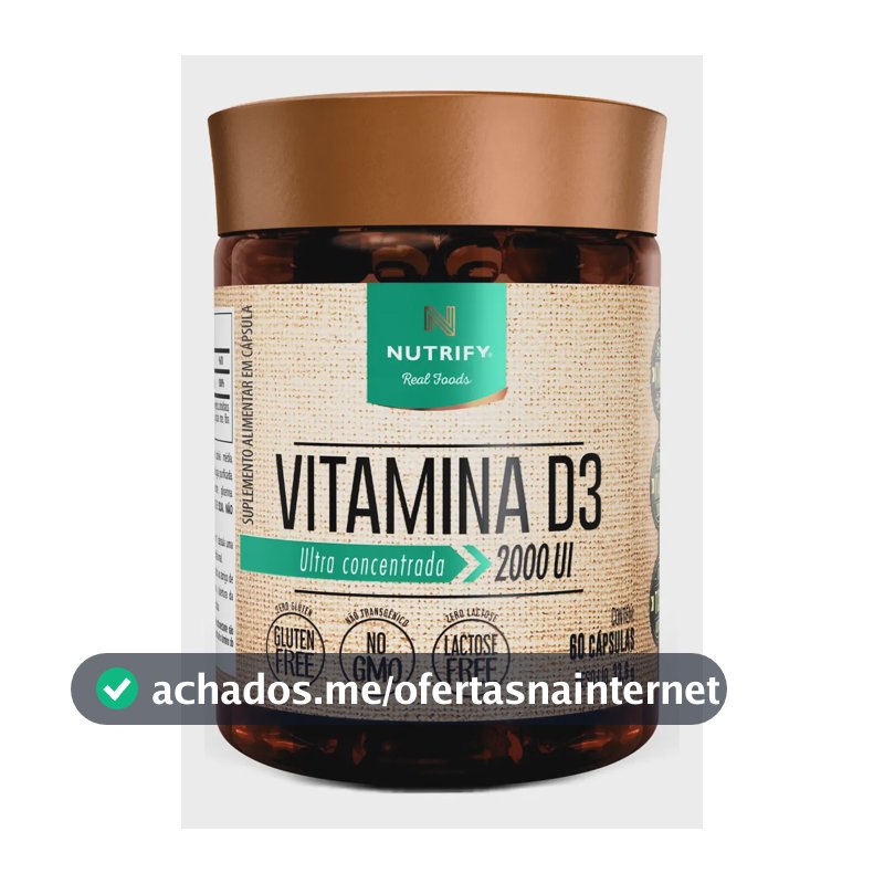 Nutrify - Vitamina D3 2.000 UI - Para Ossos, Músculos e Imunidade - 60 Cápsulas - Sabor Neutro