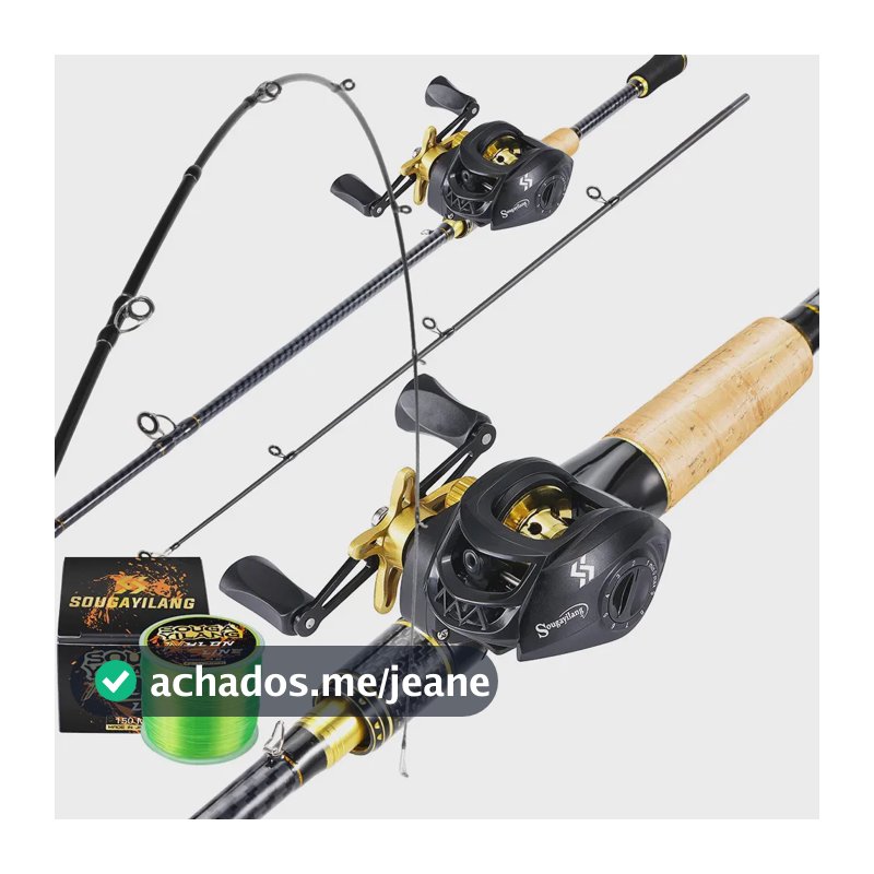 Kit Vara De Pesca Carbon 1,8m E Carretilha Sougayilang Cor 6 Direito