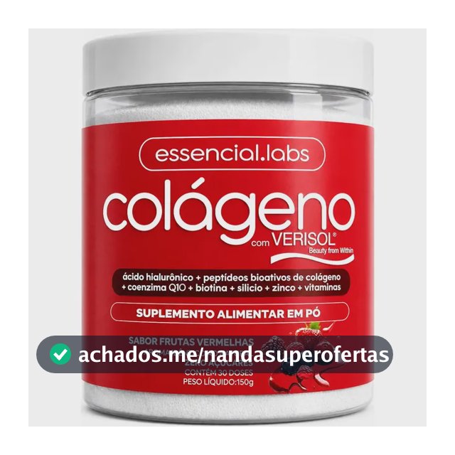 COLÁGENO VERISOL® - Fórmula Exclusiva com Ácido Hialurônico + Coenzima Q10 + Biotina + Silício + Zinco + Peptídeos Bioativos + Vitaminas - Sabor Frutas Vermelhas - 30 doses