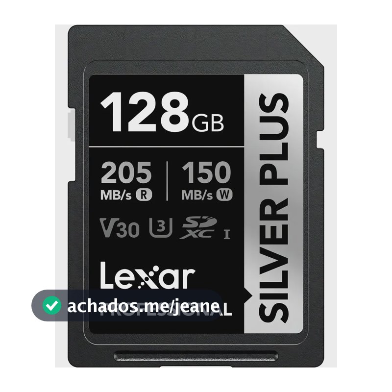 Cartão de Memória Lexar SD 128GB Silver Plus UHS-I 4K V30 205MB/s