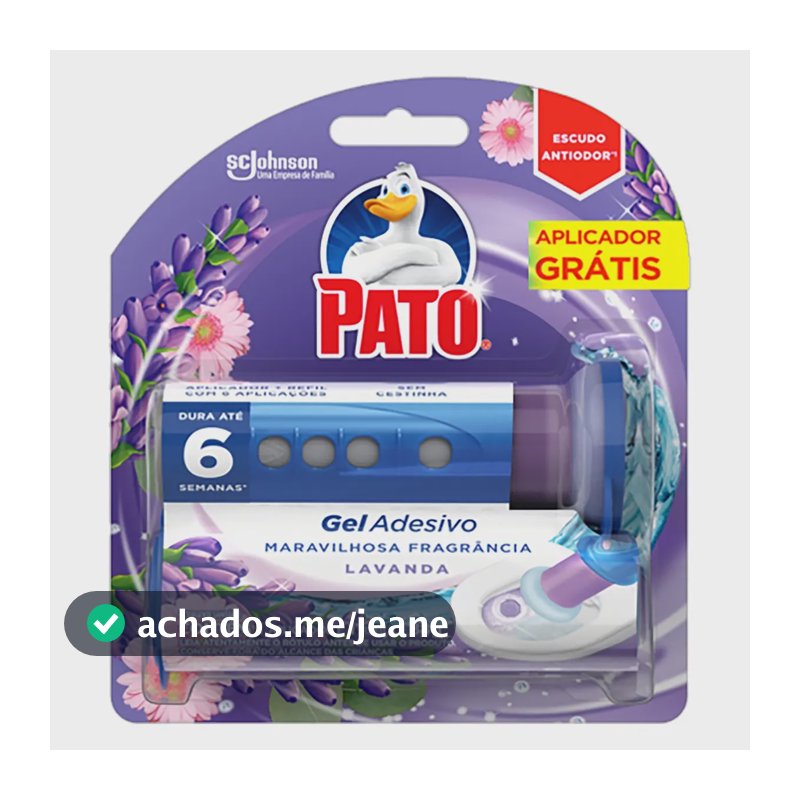 Desodorizador Sanitário Gel Adesivo Aplicador E Refil 6 Discos Lavanda 38g Pato