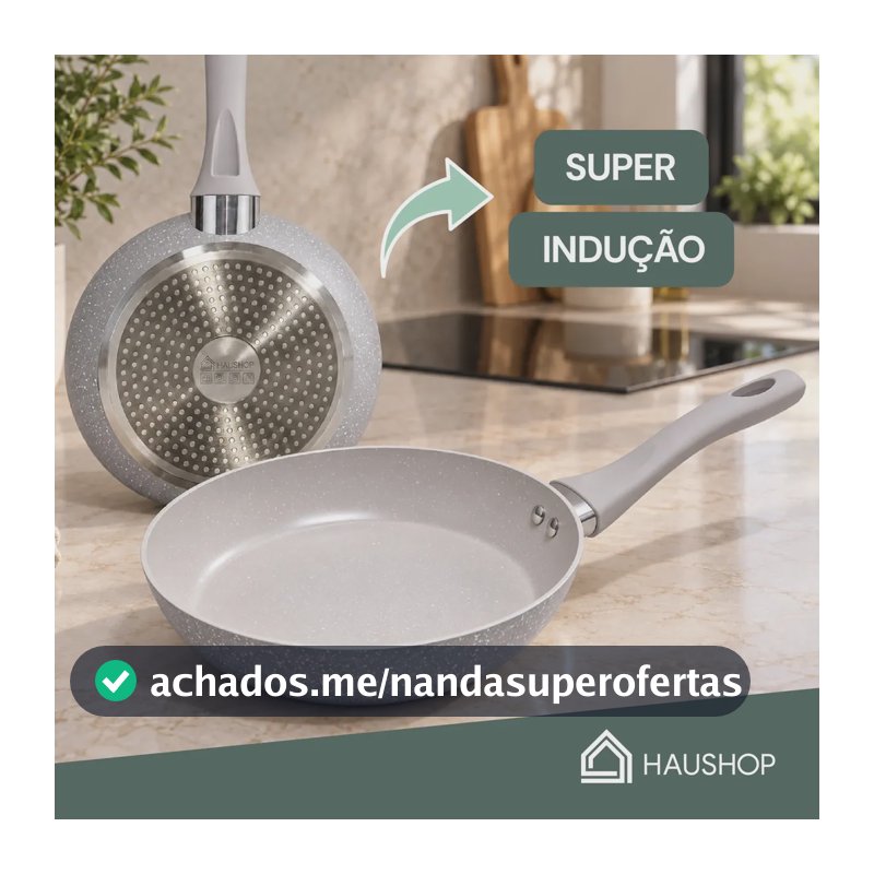 Frigideira Cerâmica Antiaderente Grande Premium, Compatível Fogão Gás Cooktop Indução Elétrico Vitro Cerâmico Não Gruda, Fácil De Lavar, Cozimento Uniforme E Rápido, Cabo Ergonômico, Cor Cinza