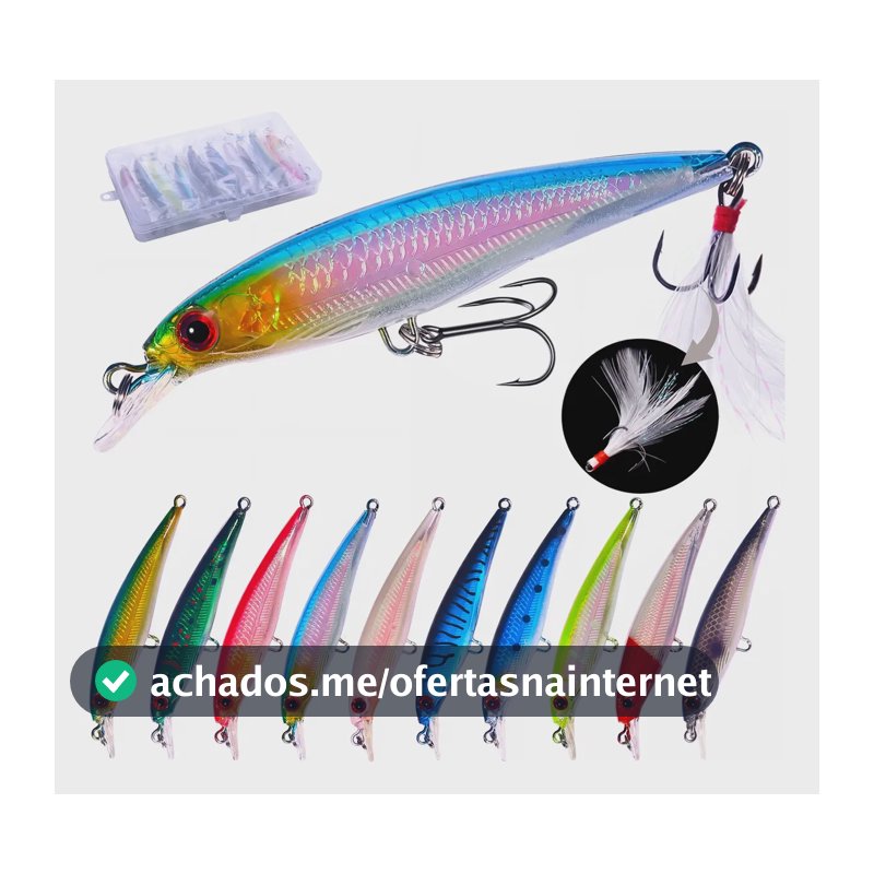Kit 10 Isca Peixe Pesca Artificiais Tucunaré Dourado Robalo Diversos