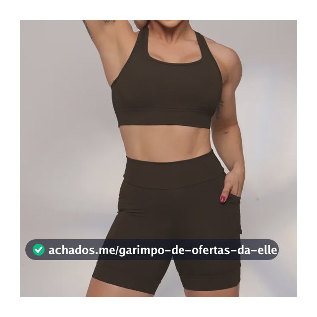 Conjunto Fitness Feminina Top Shorts Meia Coxa Compressão