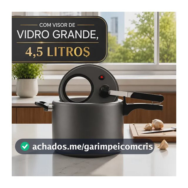 Panela De Pressão 4,5 Litr Antiaderente Mta Com Visor Grande Grafite