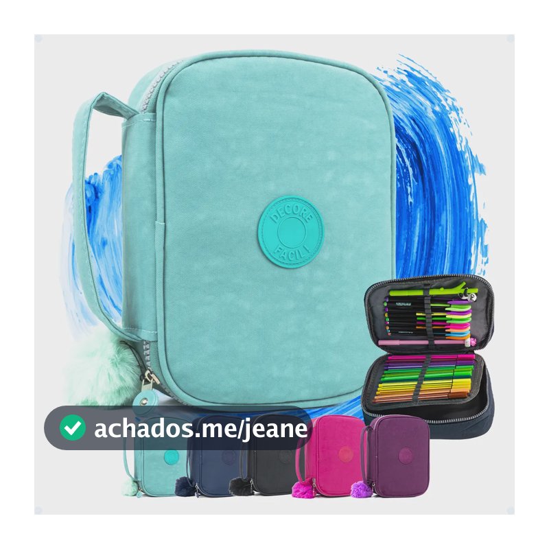 Estojo Box Organizador Escolar Com Divisórias Multifuncional 24 Elásticos Lápis Caneta 100 Pens Masculino Feminino Decore Fácil ! Verde