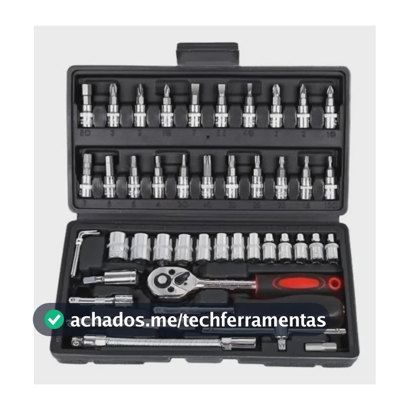 Kit 46 Peças Jogo Soquetes E Chave Catraca Reversível Cor Preto