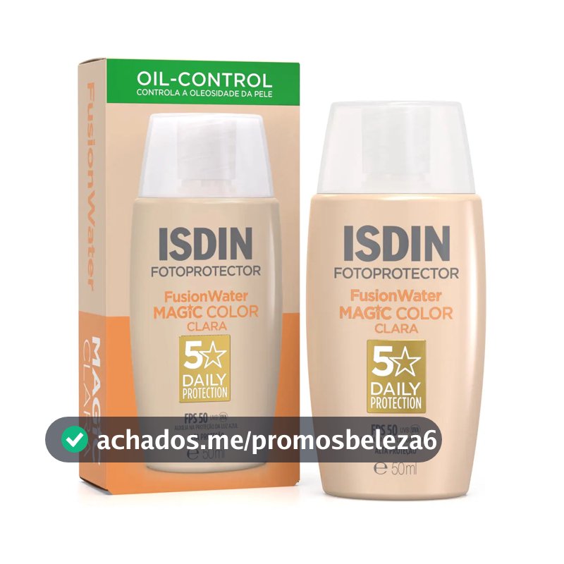 ISDIN Protetor Solar Facial Fusion Water Magic Color FPS 50 – Cor Clara - 50ml