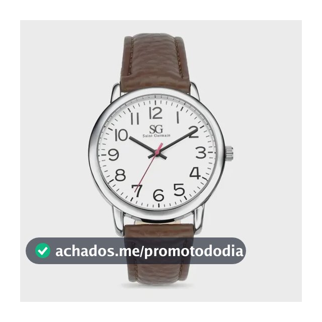 Relógio Masculino Chrowl Prateado Saint Germain Correia De Couro Sintético Marrom Caixa Prateada Fundo Branco 40mm Elegante Clássico