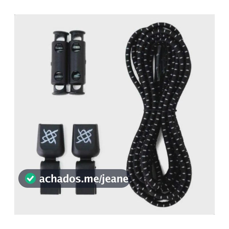 Cadarço Elástico Hupi Laces Preto Risca Prata