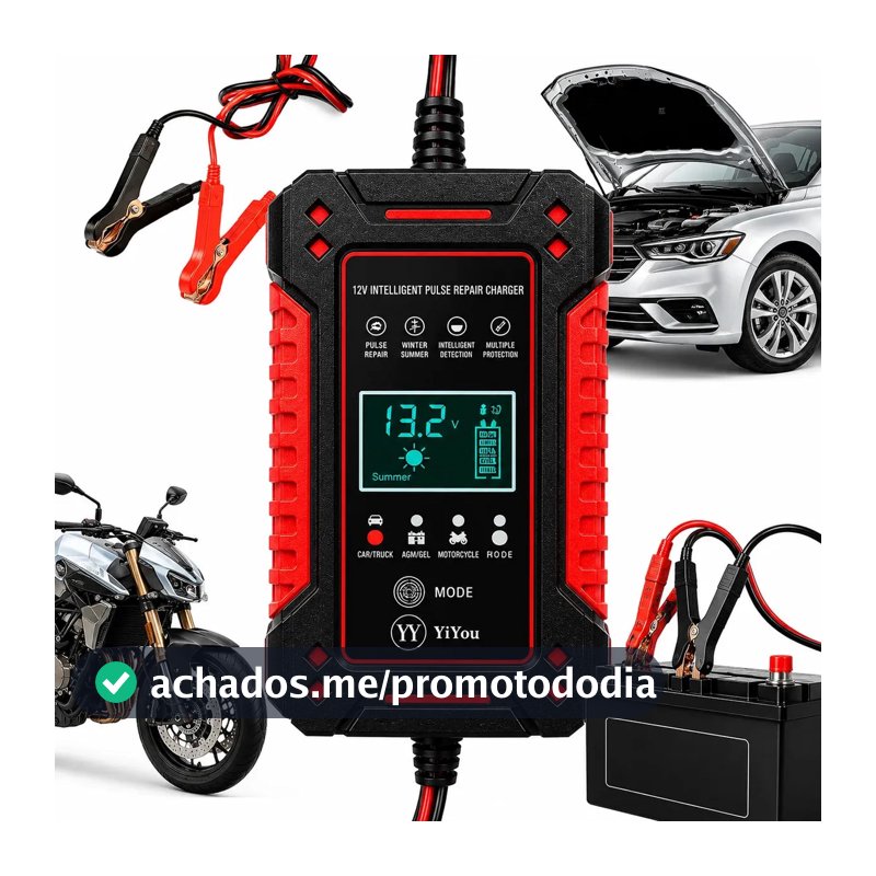 Carregador Inteligente de Bateria DUOSEG para Carro, Moto e Náuticos