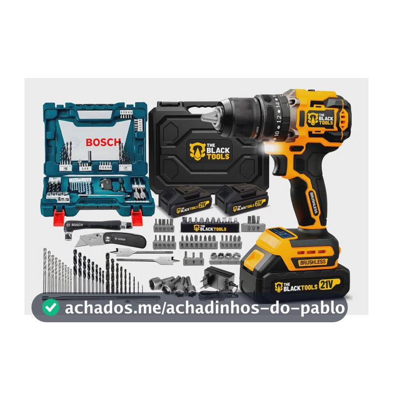 Parafusadeira Furadeira Impacto Brushless + Kit Bosch 68 Pçs Amarelo E Preto 127/220v 60hz