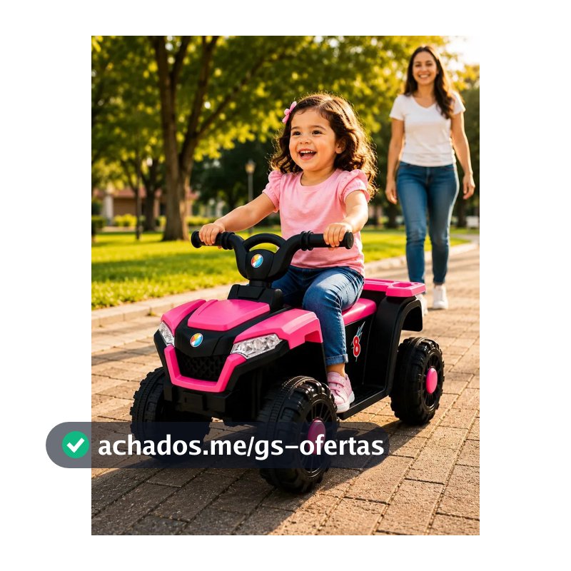 Quadriciclo Eletrico Rosa Bang Toys 6V com Musica e Carregador