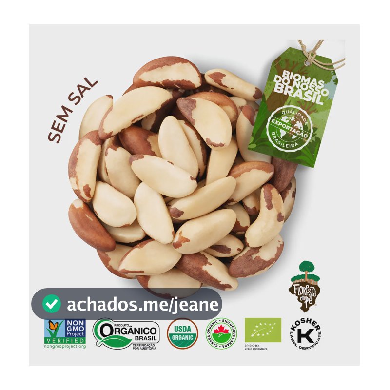 Castanha Do Pará 500g Orgânica Premium Inteira Sem Sal