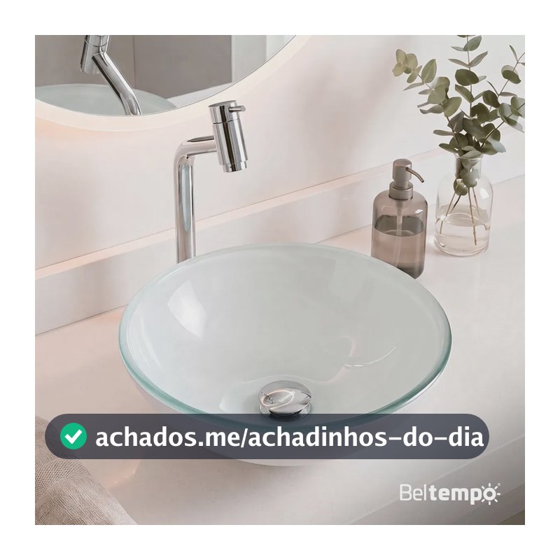 Cuba Pia De Apoio Sobrepor Vidro Redonda 30 cm Branca Banheiro Lavabo Beltempo Bt-4030