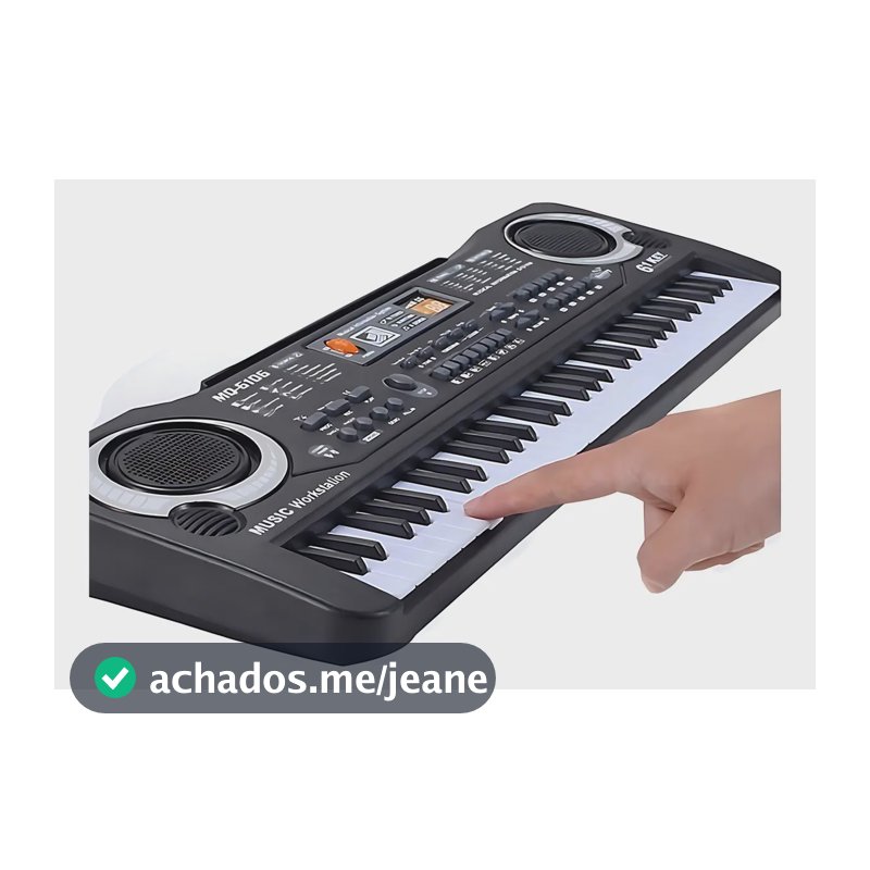 Teclado Musical Infantil Iniciantes Eletrônico 61 Teclas Cor Preto