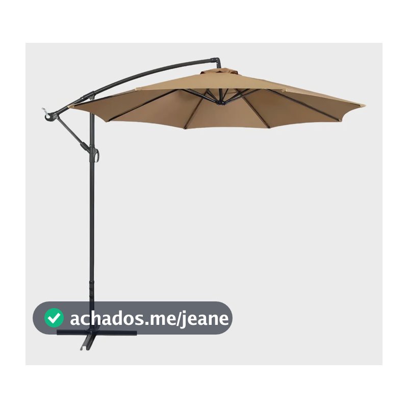 Guarda Sol Ombrelone Suspenso Lateral Base 3m Piscina Jardim Cor Creme Liso MMI OMBRELONE