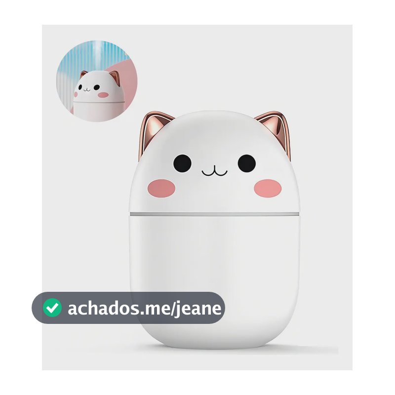Umidificador Difusor De Ar Climatizador Aromático Gatinho Cor Branco
