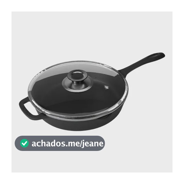 Frigideira Do Chef 30cm Tampa Vidro Ferro Panela Mineira Preto