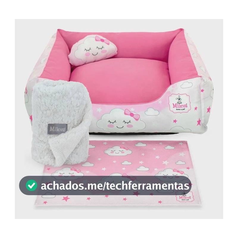 Cama + Coberdrom Pet - Cachorro E Gato 4 Pç 60x60cm - Mileva Cor Rosa Bebê