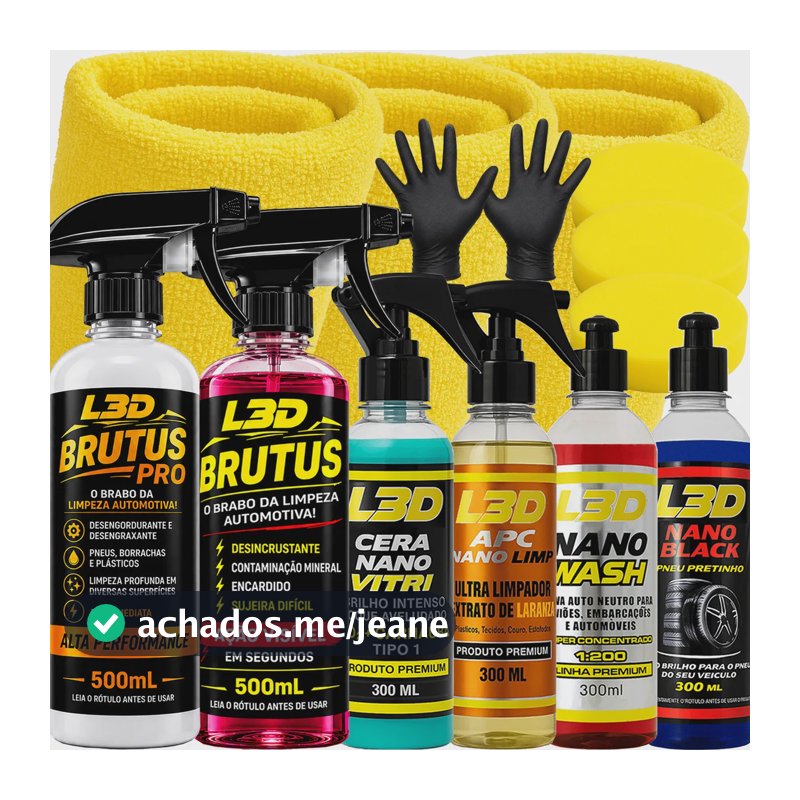 Kit Limpeza Automotiva Cera Carnaúba Removedor Chuva Acida