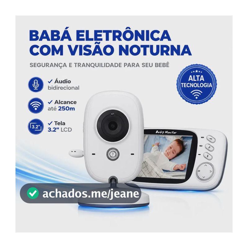 Babá Eletrônica Baby Monitor VB603 Sem Fio Visão Noturna Áudio Bidirecional LCD 3.2 VOX Sensor Temperatura - DDM Leds