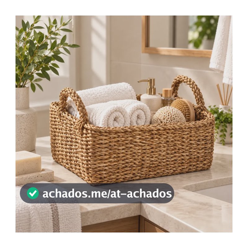 Cesto Caixa Organizador Seagrass Quarto Banheiro Decorativo Palha