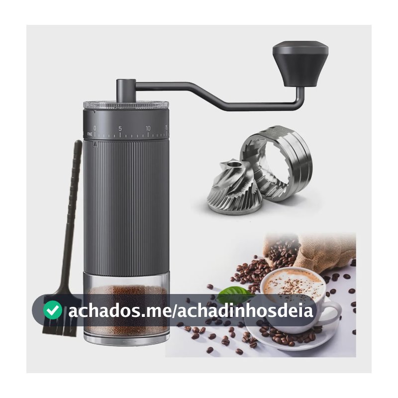 Moedor De Cafe Manual Inox Commanivela Giratoria Moer Graos Preto