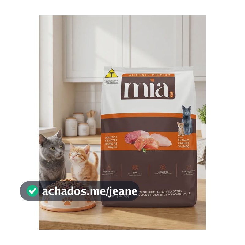 Ração Gato Mia Cat Carne Frango Salmão 10kg 27% Proteina Salmão,carne E Frango