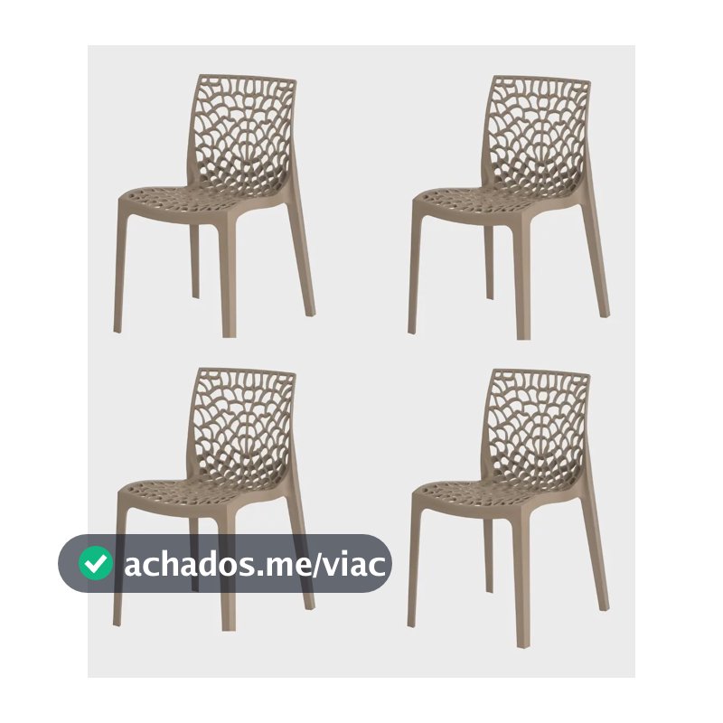 Kit 4 Cadeiras Gruvyer Design Cozinha Sala Estar/jantar Nude
