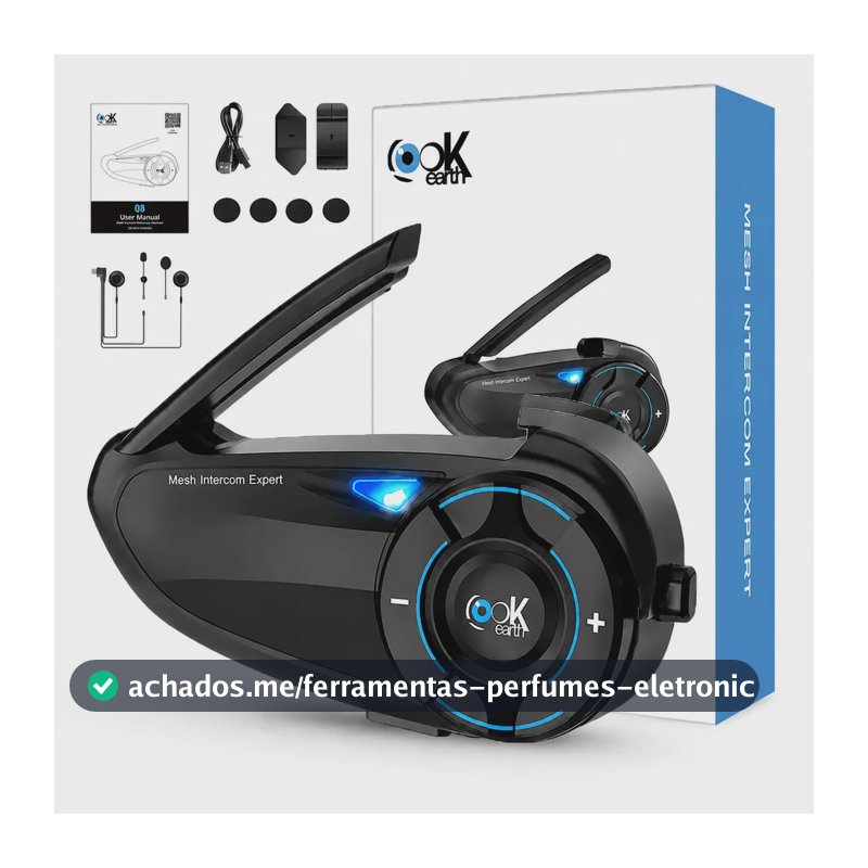 Intercomunicador Bluetooth Para Capacete Moto Lookearth Q8 Mesh 3.0 6 Pilotos IP67 Compartilhamento de Música Redução de Ruído 1 Unidade-HH