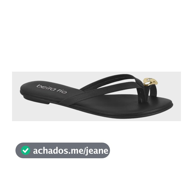Rasteira Beira Rio Feminina Detalhe Dourado Dedão Original Preto 36 Br